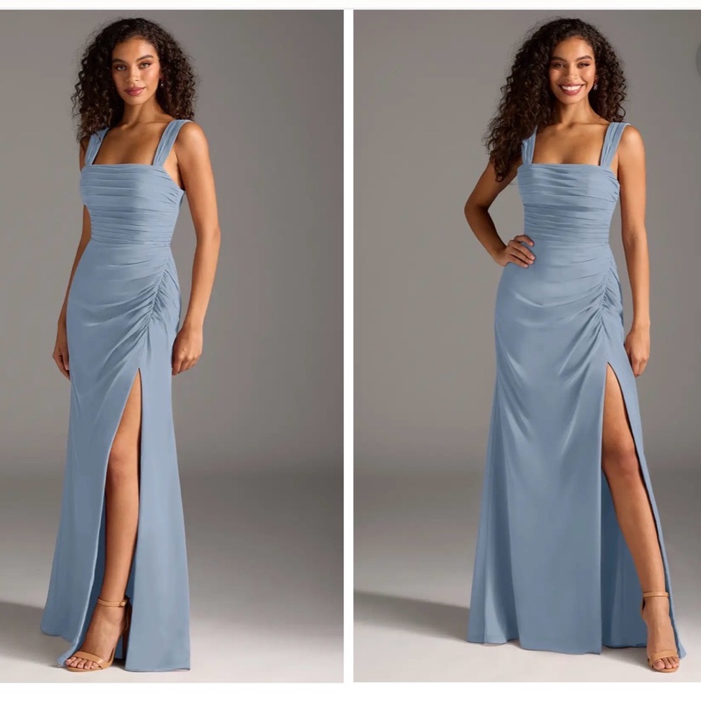 Azazie Light Blue Ruched Maxi Dress